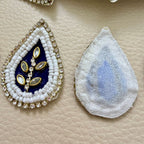 Navy Blue Teardrop Beaded Patch – Crystal Leaf Motif