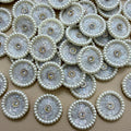 White Pearl Crystal Disc Applique Patches – Pack of 10 Pcs
