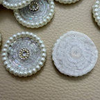 White Pearl Crystal Disc Applique Patches – Pack of 10 Pcs
