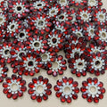 Red Crystal Flower Patch with Pearl Cut-Out Centre