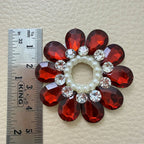Red Crystal Flower Patch with Pearl Cut-Out Centre