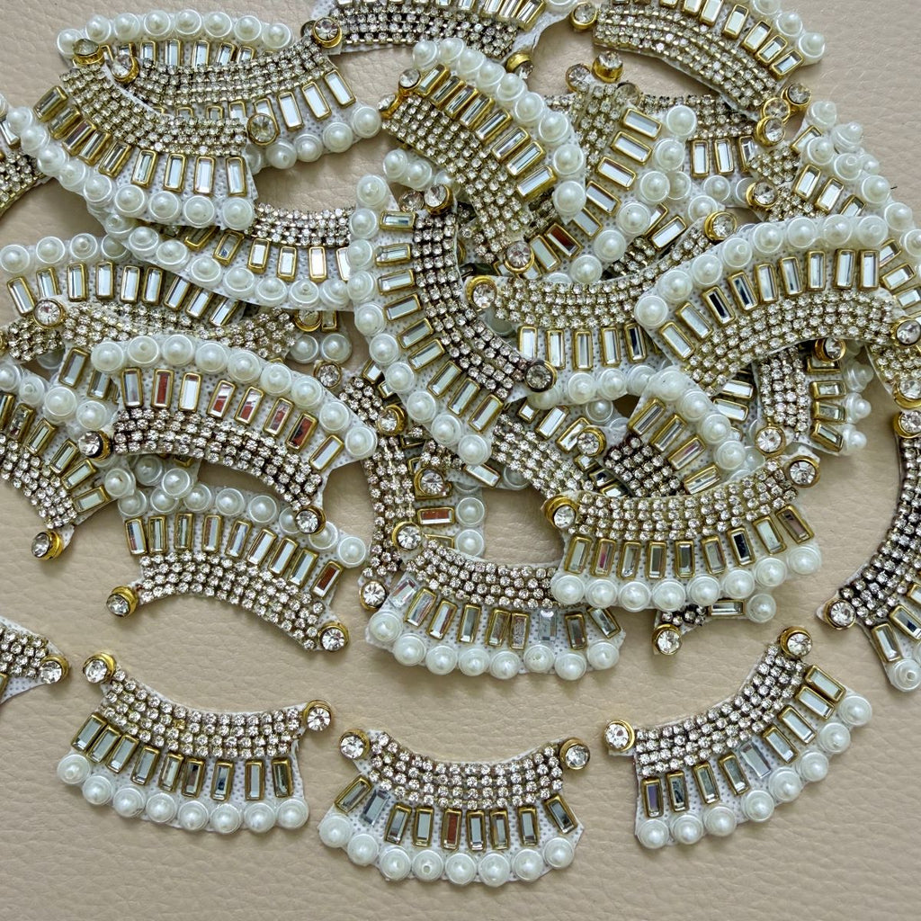 Crescent Rhinestone Baguette & Pearl Patch