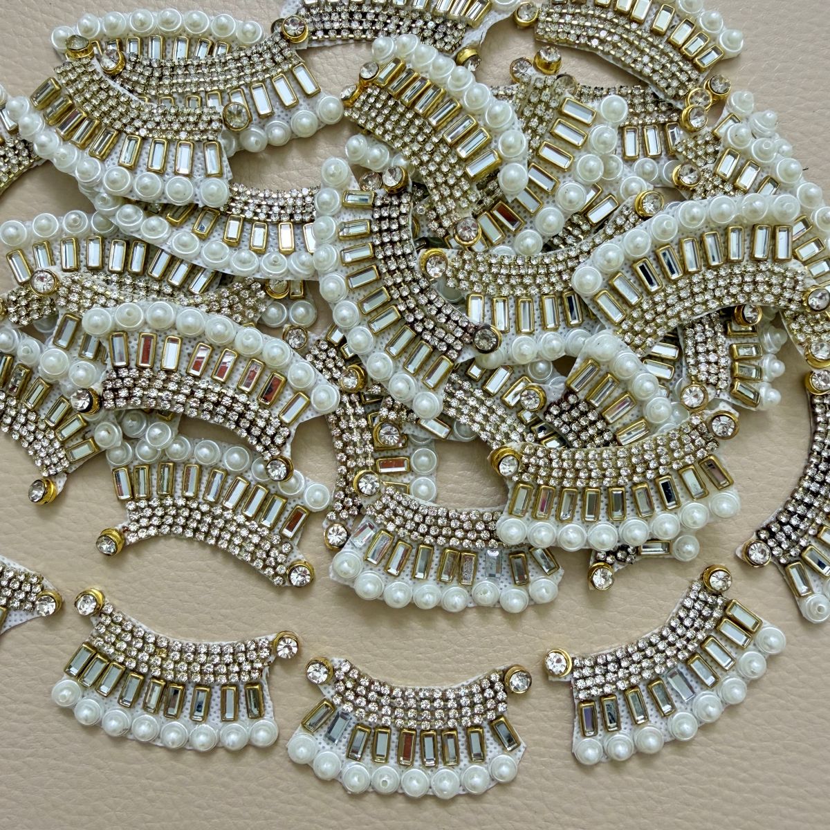 Crescent Rhinestone Baguette & Pearl Patch