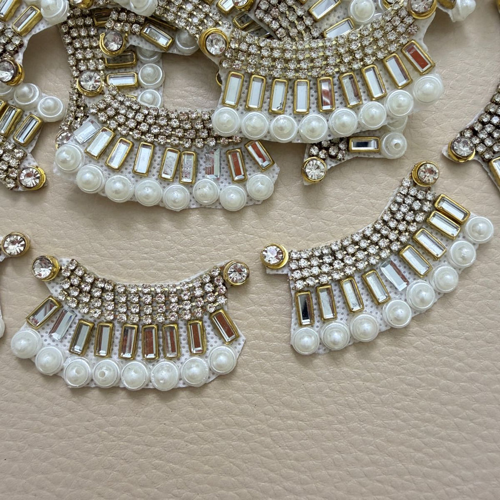 Crescent Rhinestone Baguette & Pearl Patch