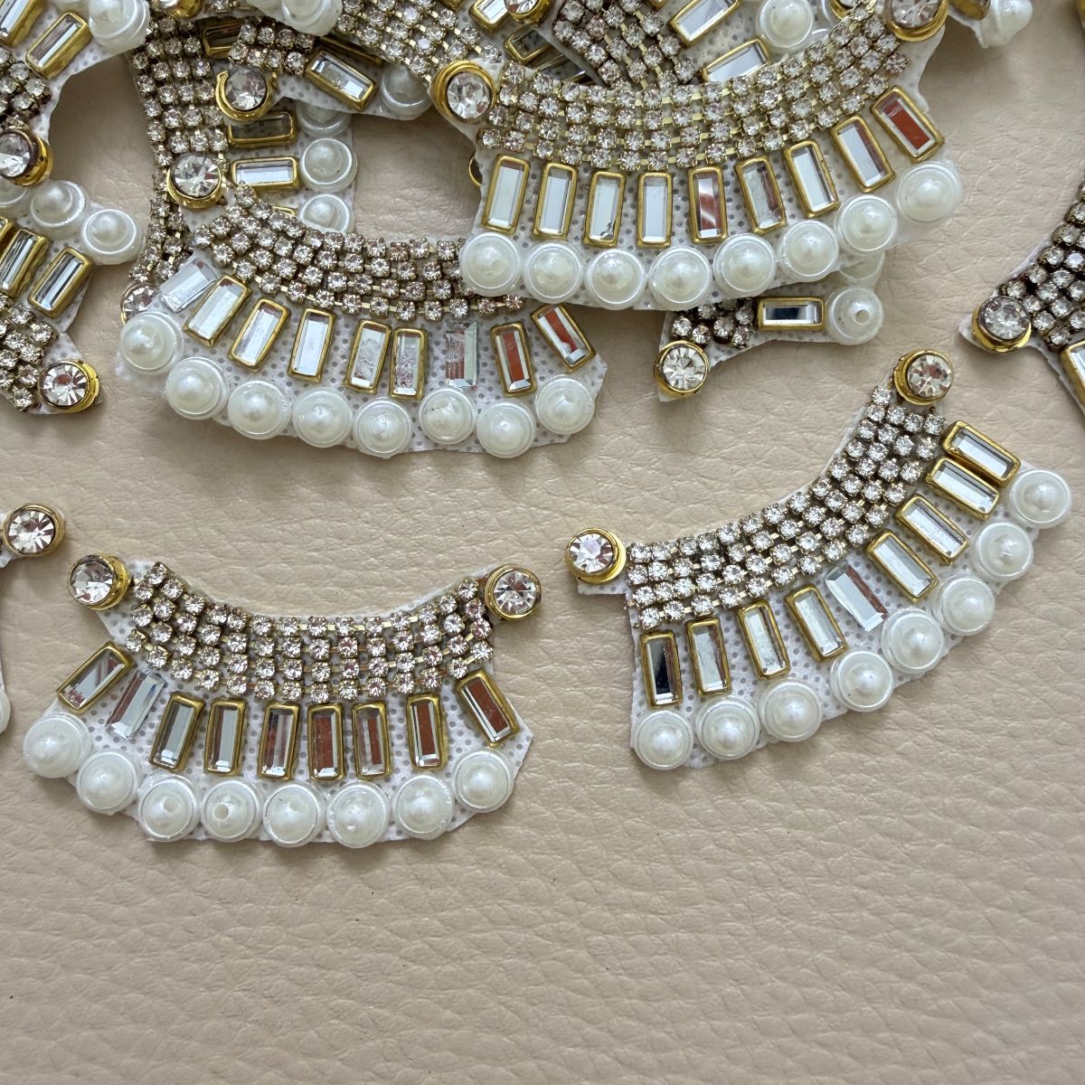 Crescent Rhinestone Baguette & Pearl Patch