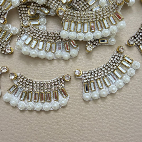Crescent Rhinestone Baguette & Pearl Patch