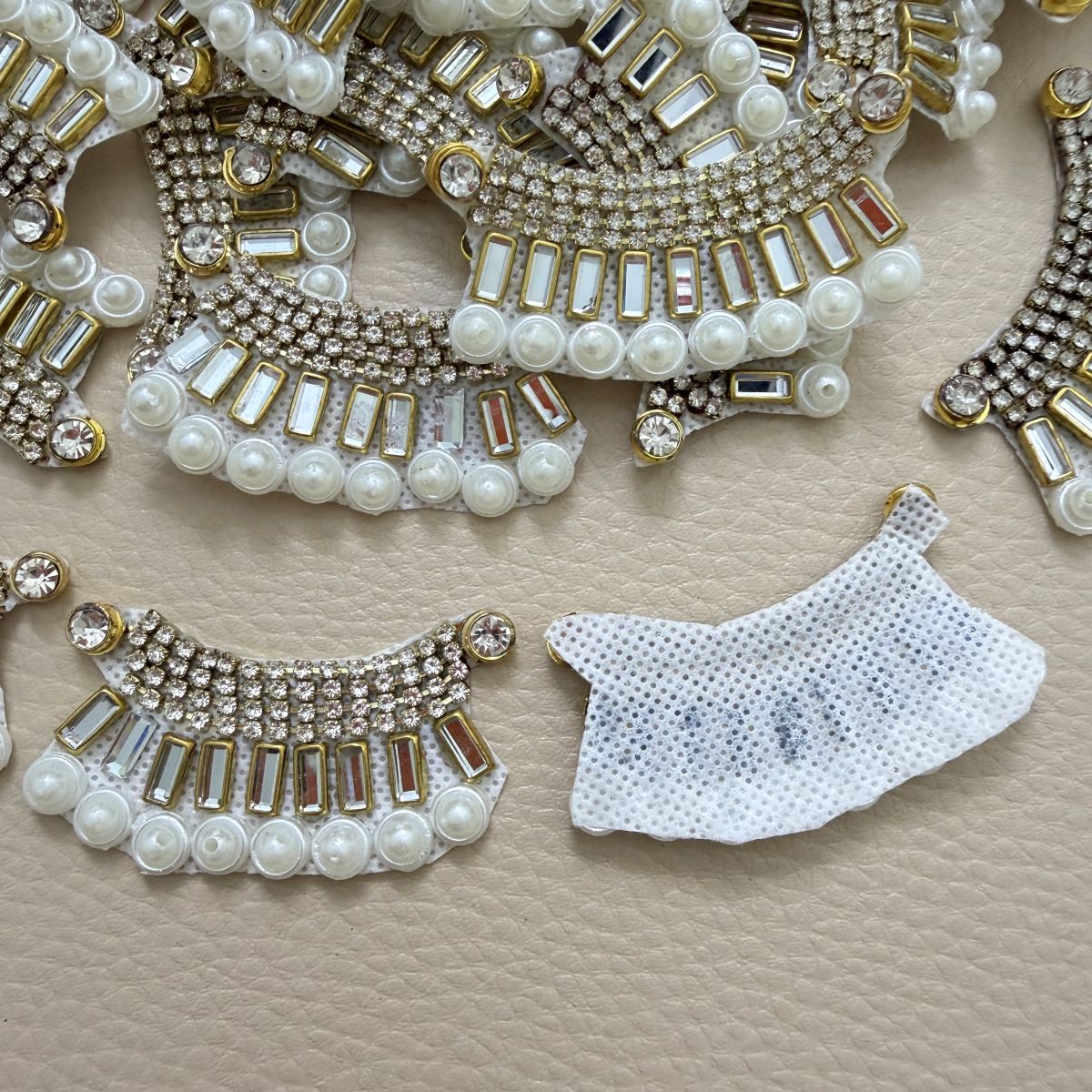 Crescent Rhinestone Baguette & Pearl Patch