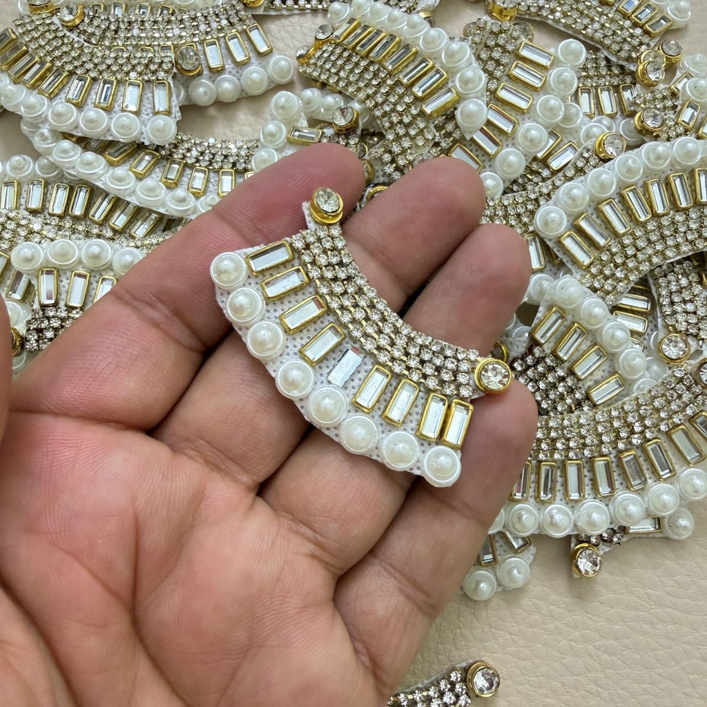 Crescent Rhinestone Baguette & Pearl Patch