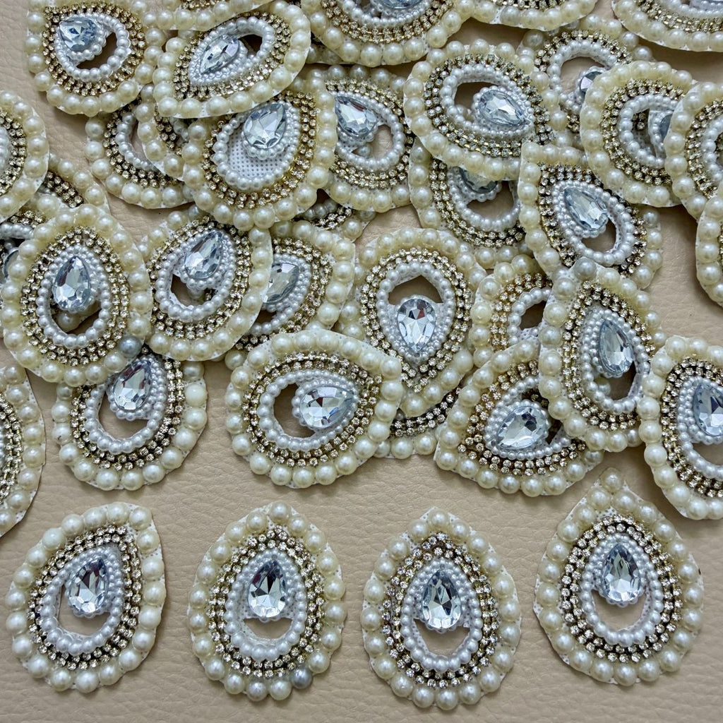 Teardrop Pearl & Rhinestone Embellishment Patch