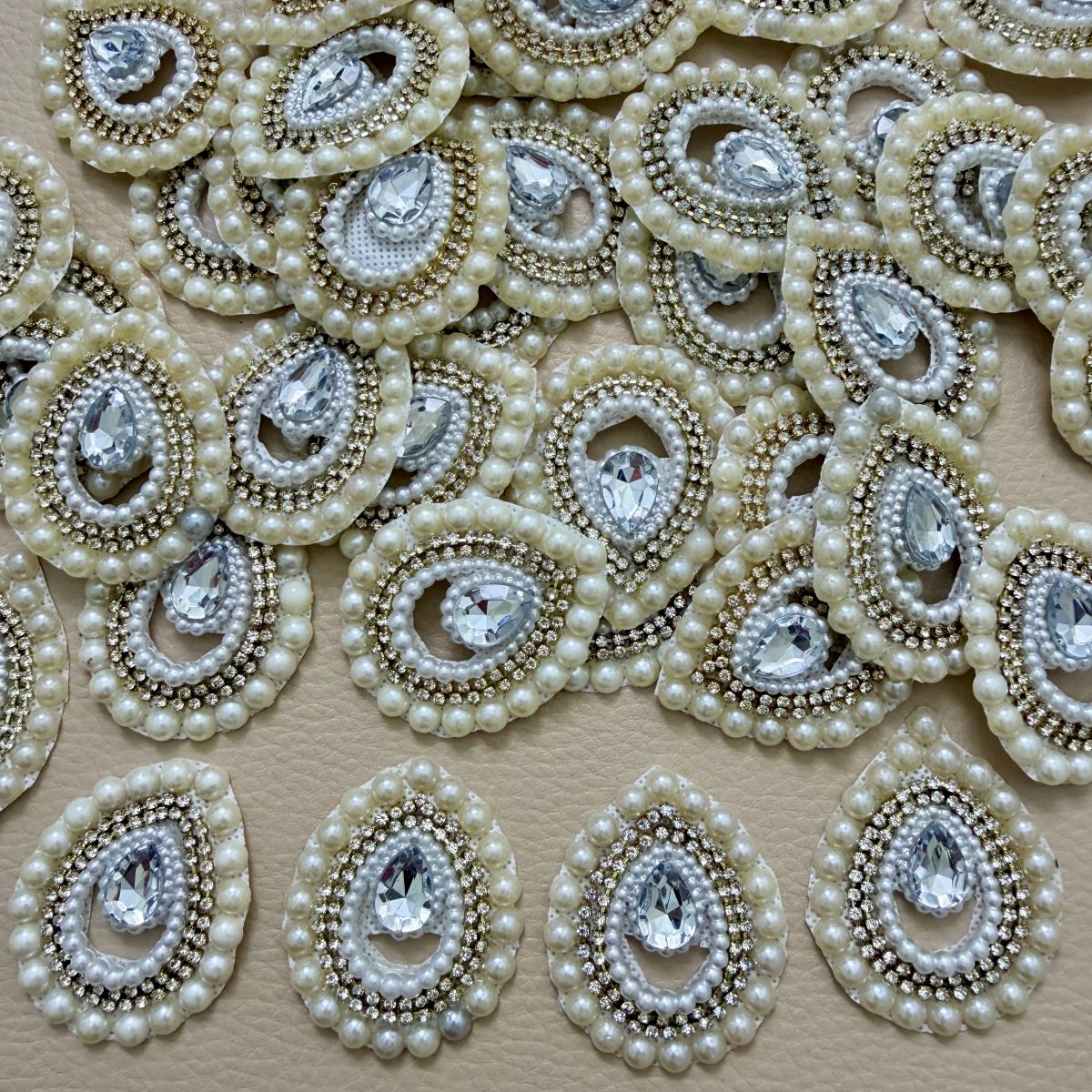 Teardrop Pearl & Rhinestone Embellishment Patch