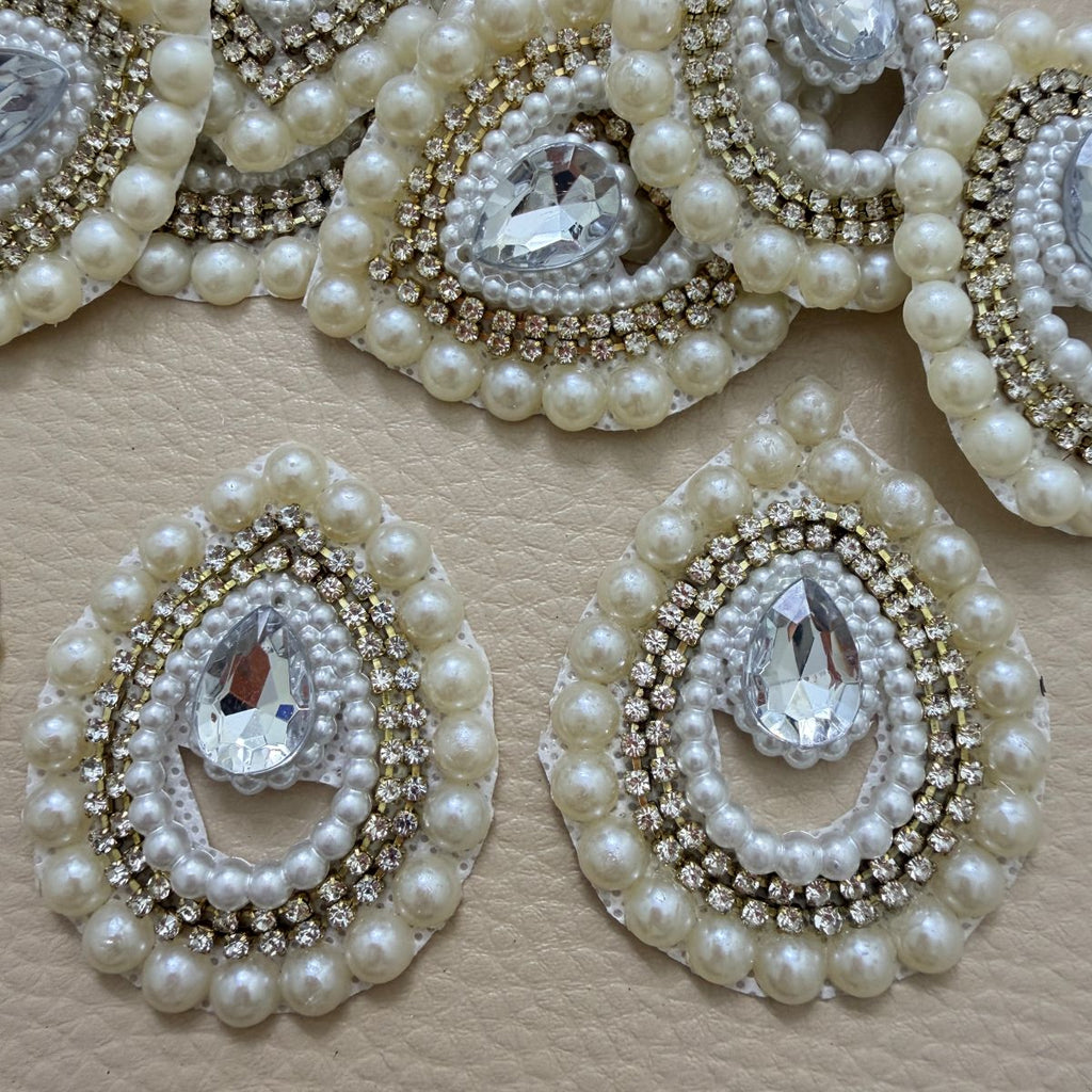 Teardrop Pearl & Rhinestone Embellishment Patch