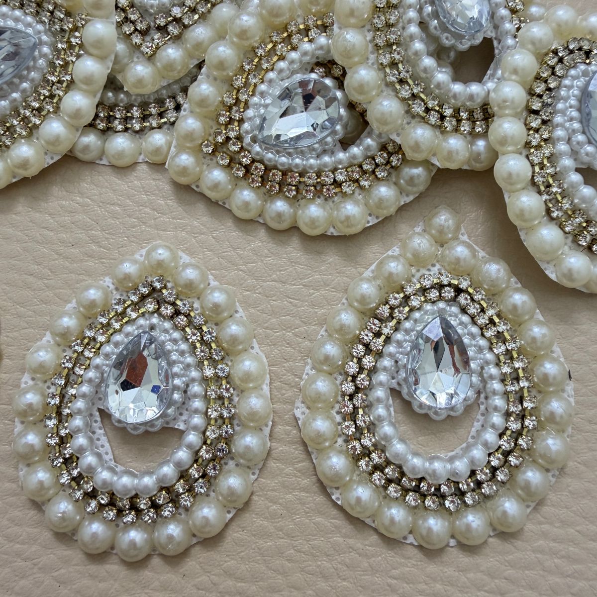 Teardrop Pearl & Rhinestone Embellishment Patch