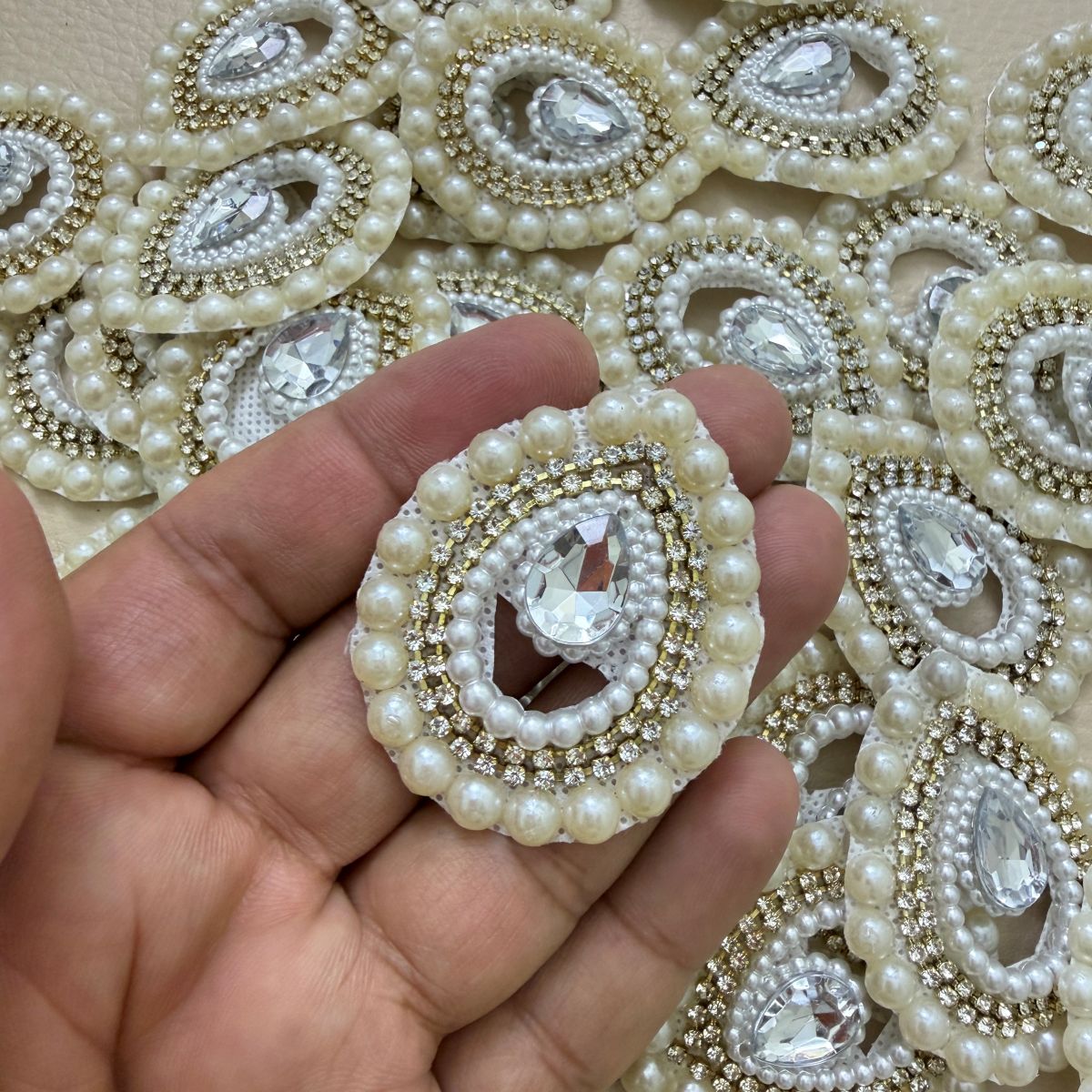 Teardrop Pearl & Rhinestone Embellishment Patch