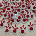 Red Rose Crystal & Pearl Embellishment Patch