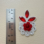 Red Rose Crystal & Pearl Embellishment Patch