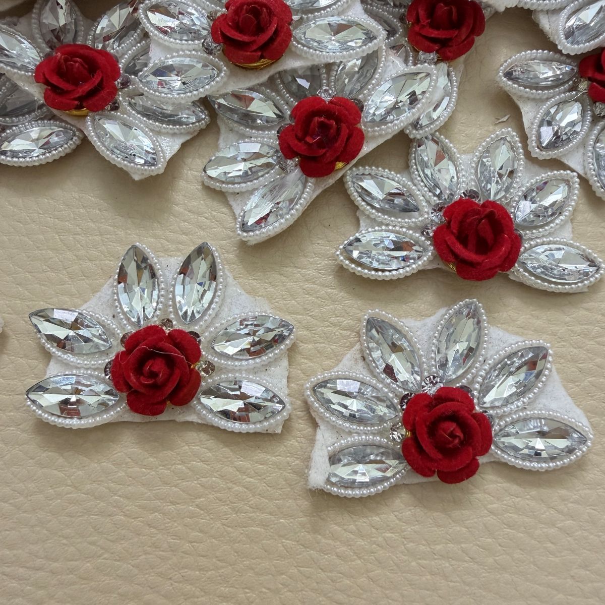 Six-Petal Star Crystal & Pearl Embellishment Patch
