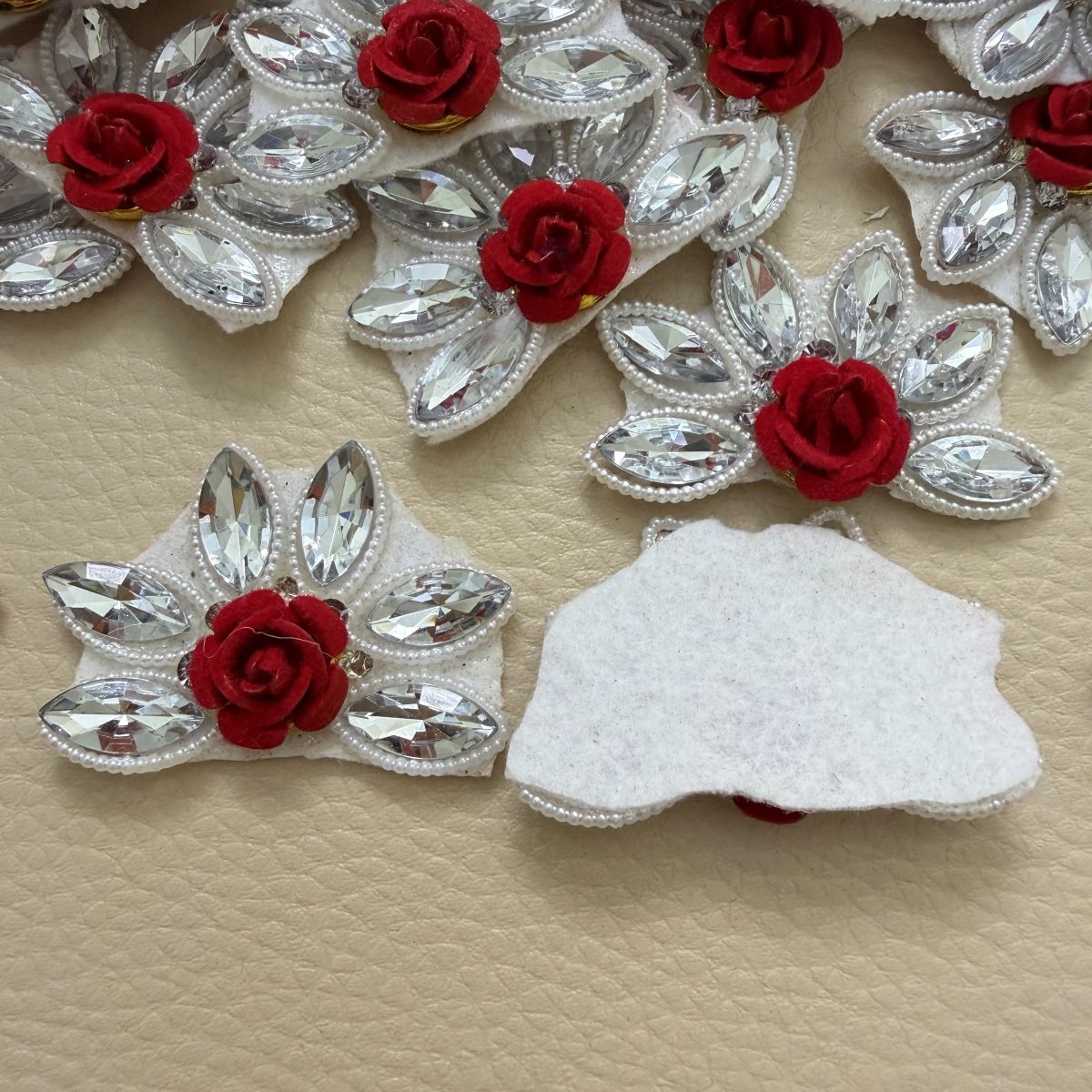 Six-Petal Star Crystal & Pearl Embellishment Patch
