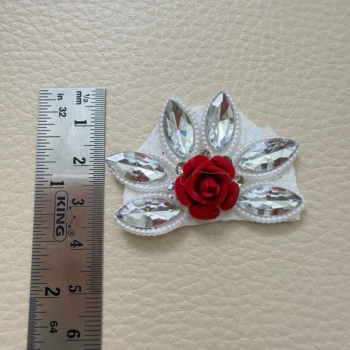 Six-Petal Star Crystal & Pearl Embellishment Patch