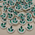 Emerald Green Crystal Fan Patch – Pearl & Rhinestone Embellishment