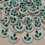 Emerald Green Crystal Fan Patch – Pearl & Rhinestone Embellishment