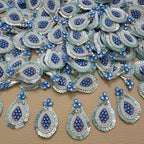 Blue Pearl Crystal Teardrop Sequin Applique Patches – Pack of 10