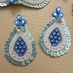 Blue Pearl Crystal Teardrop Sequin Applique Patches – Pack of 10