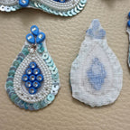 Blue Pearl Crystal Teardrop Sequin Applique Patches – Pack of 10