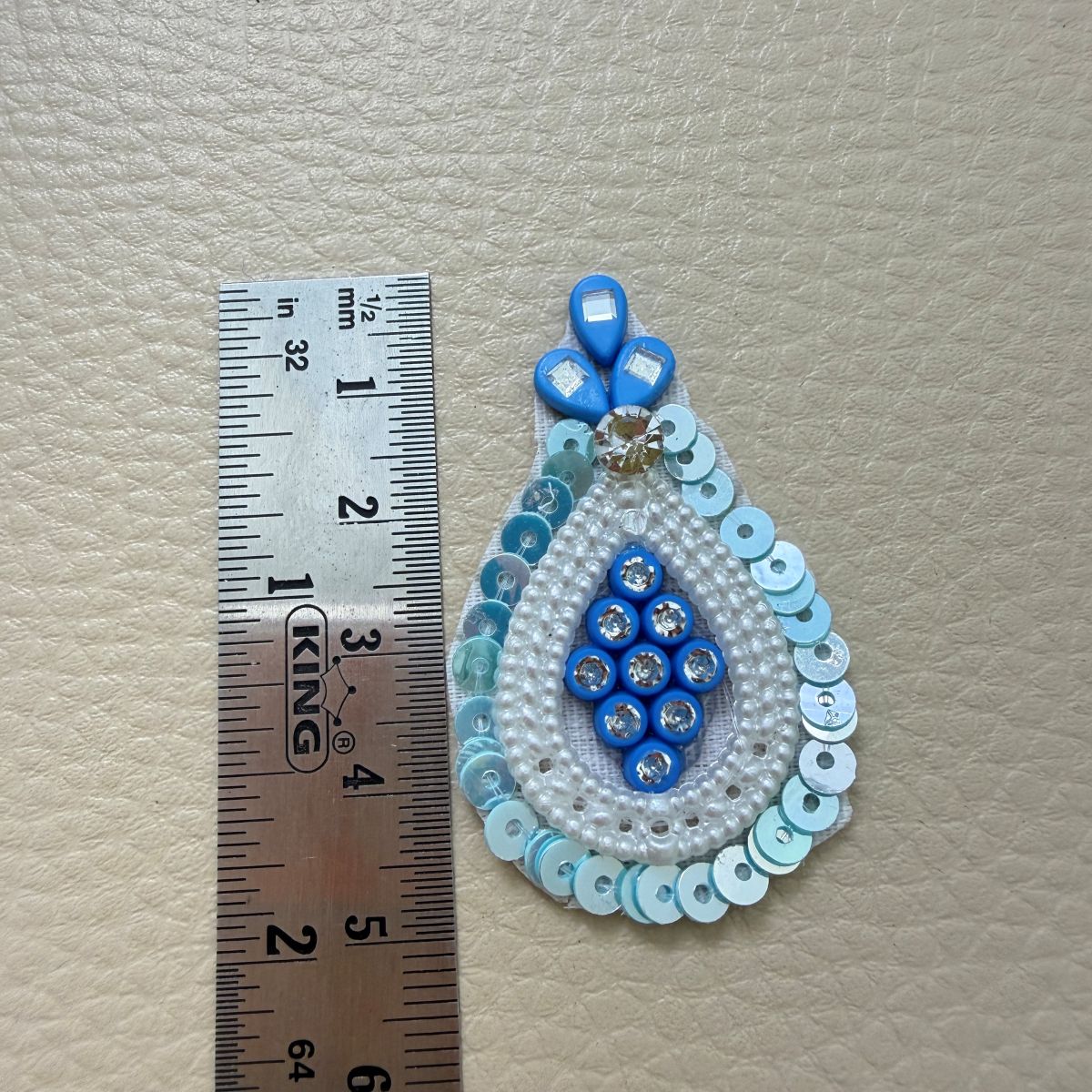 Blue Pearl Crystal Teardrop Sequin Applique Patches – Pack of 10
