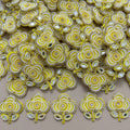 Yellow Flower Patch with Pearl & Rhinestone Embellishment – Set of 10