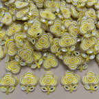 Yellow Flower Patch with Pearl & Rhinestone Embellishment – Set of 10