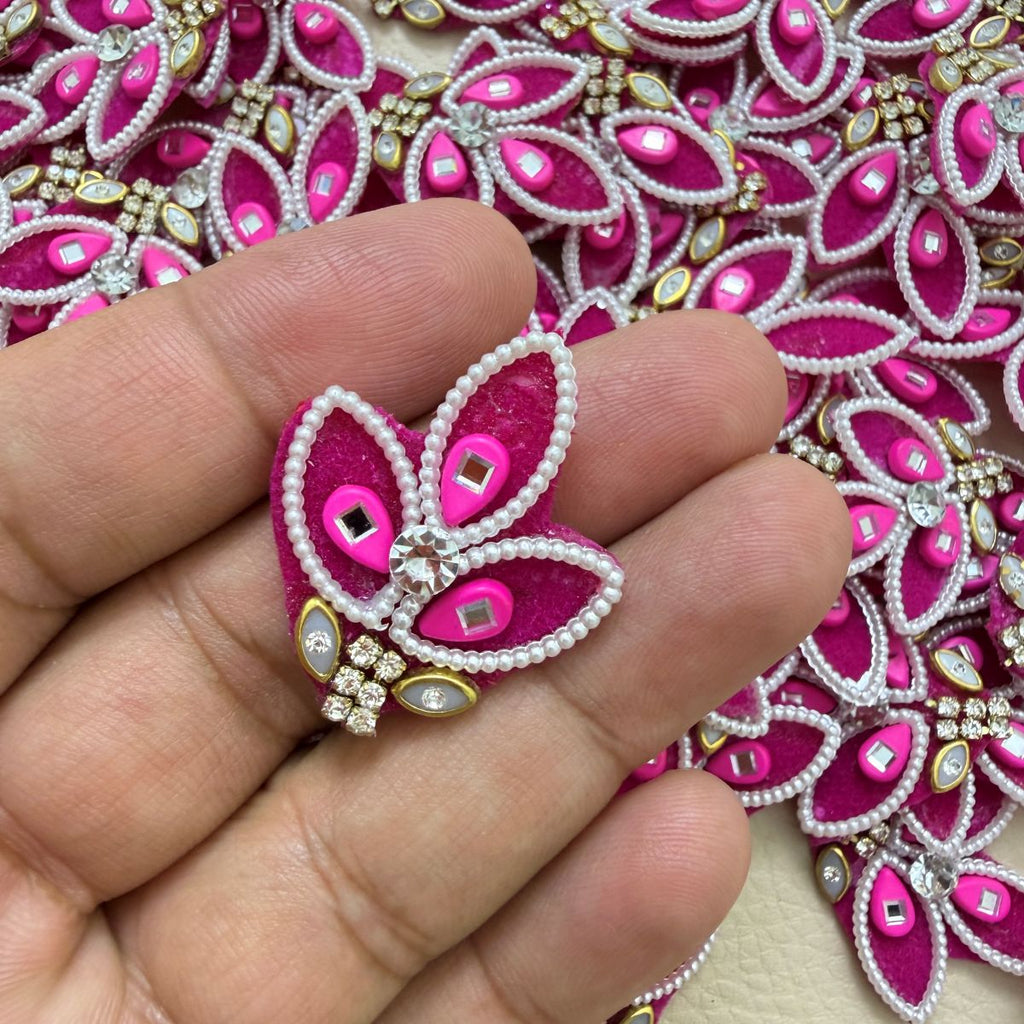 Rani Pink Lotus Patch – Pearl & Rhinestone Embellished