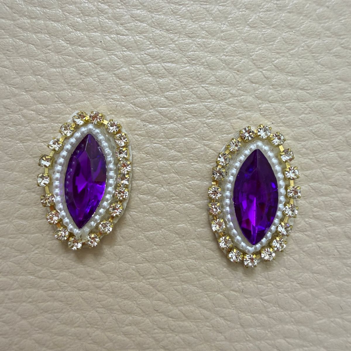 Purple Marquise Crystal & Pearl Rhinestone Patch – Pack of 25 Pieces