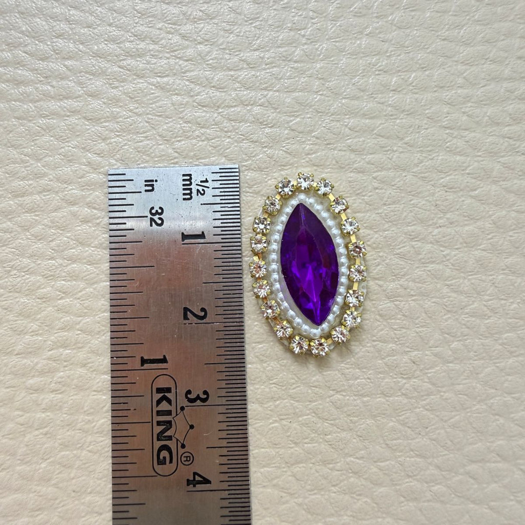Purple Marquise Crystal & Pearl Rhinestone Patch – Pack of 25 Pieces