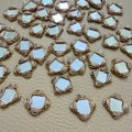 Antique gold square mirror applique patches – close-up view