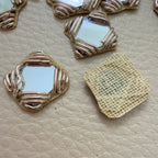 Antique gold square mirror applique patches – bulk view