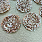 Group of round rose gold metallic coil floral patches with layered sequins