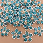 Pearl & Crystal Flower Patch – Teal Blue