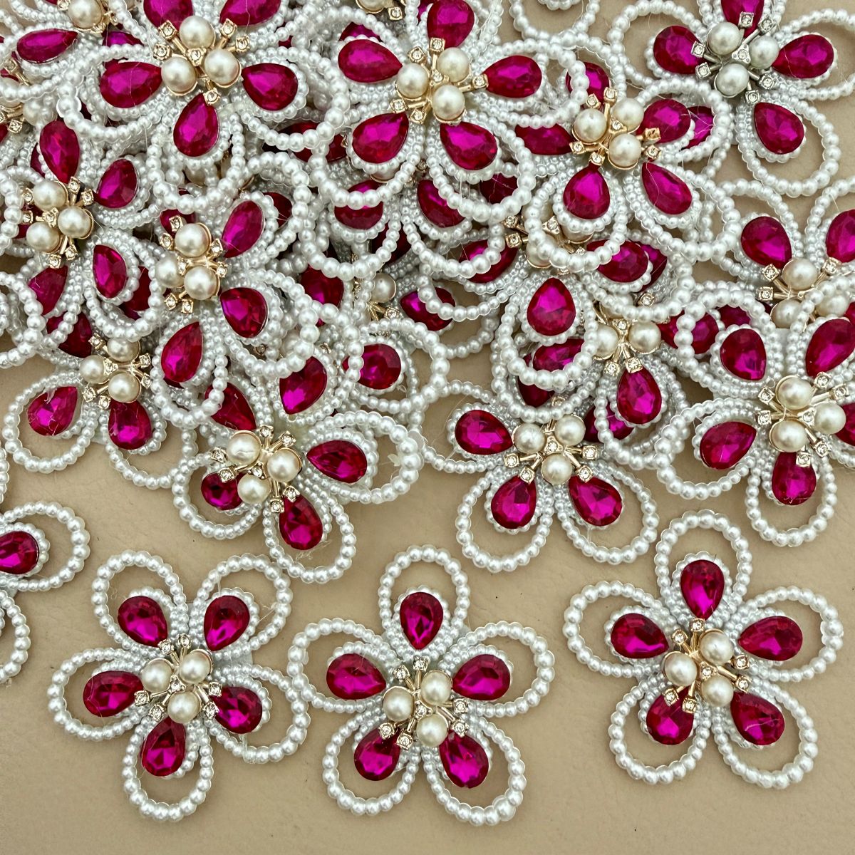 Pearl & Crystal Flower Patch – Fuchsia Pink