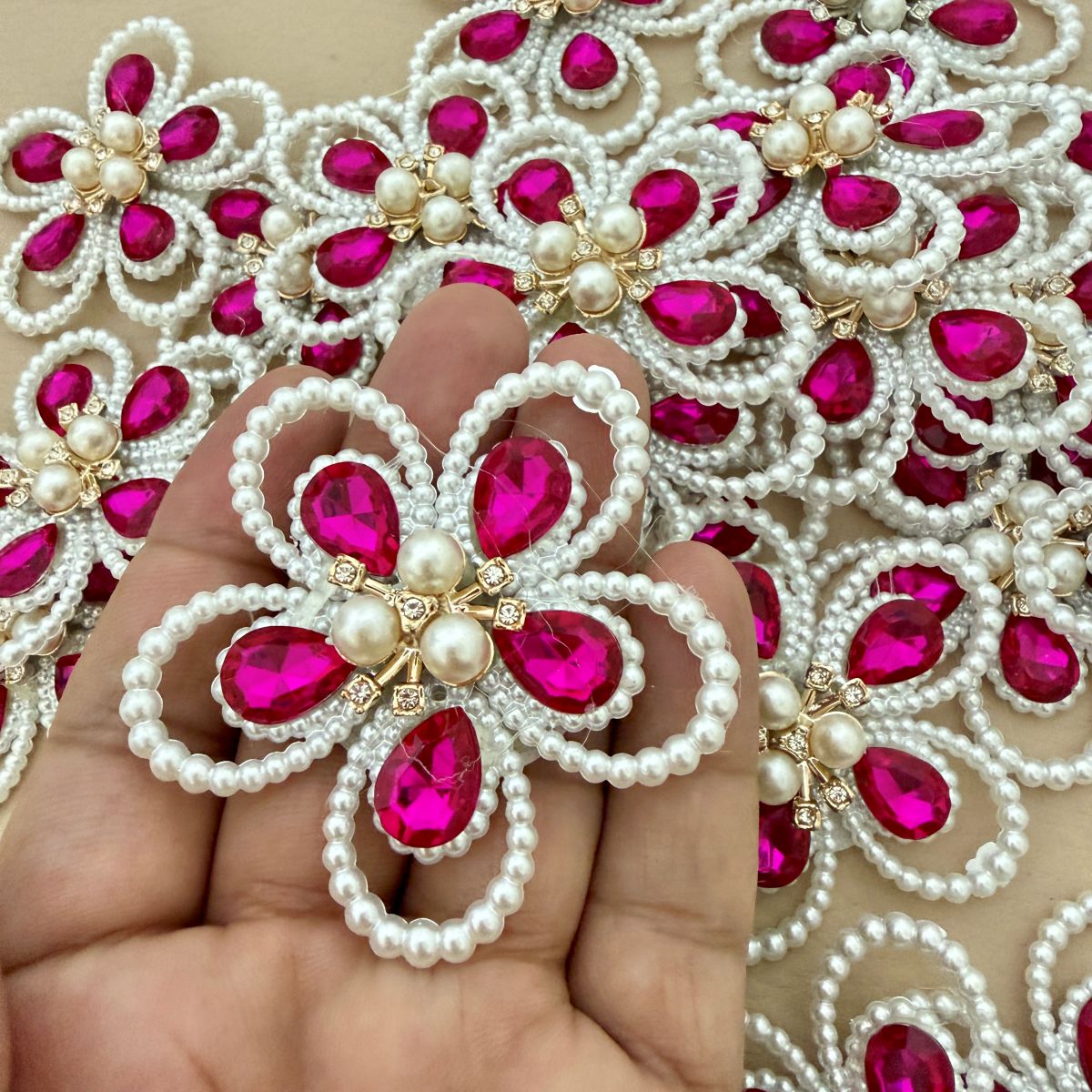 Pearl & Crystal Flower Patch – Fuchsia Pink