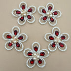 Pearl & Crystal Flower Patch – Red Garnet