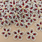 Pearl & Crystal Flower Patch – Red Garnet