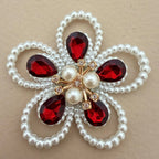 Pearl & Crystal Flower Patch – Red Garnet