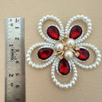 Pearl & Crystal Flower Patch – Red Garnet