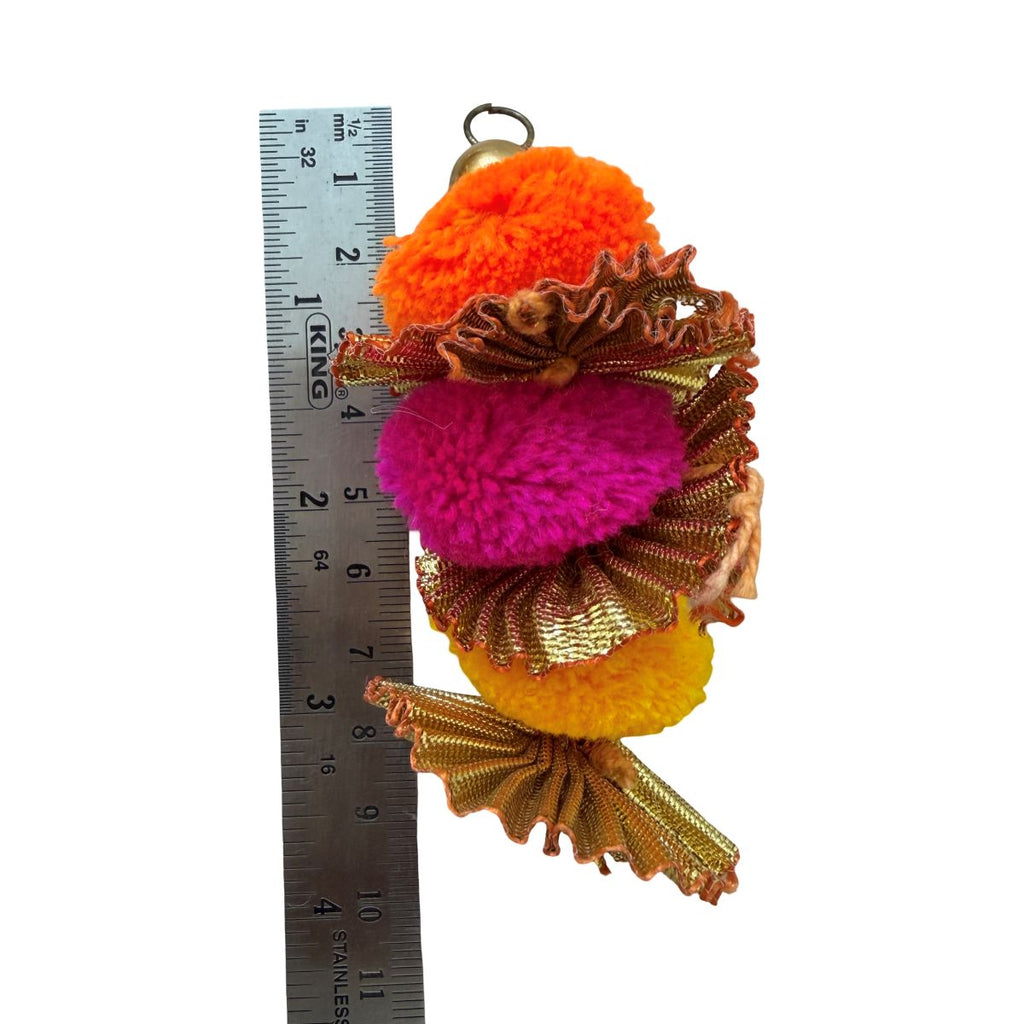Boho Pom Pom Tassels with Gold Gota pack of 2
