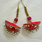 Pink Red Tassel Latkan with Pearl Drops pack of 2