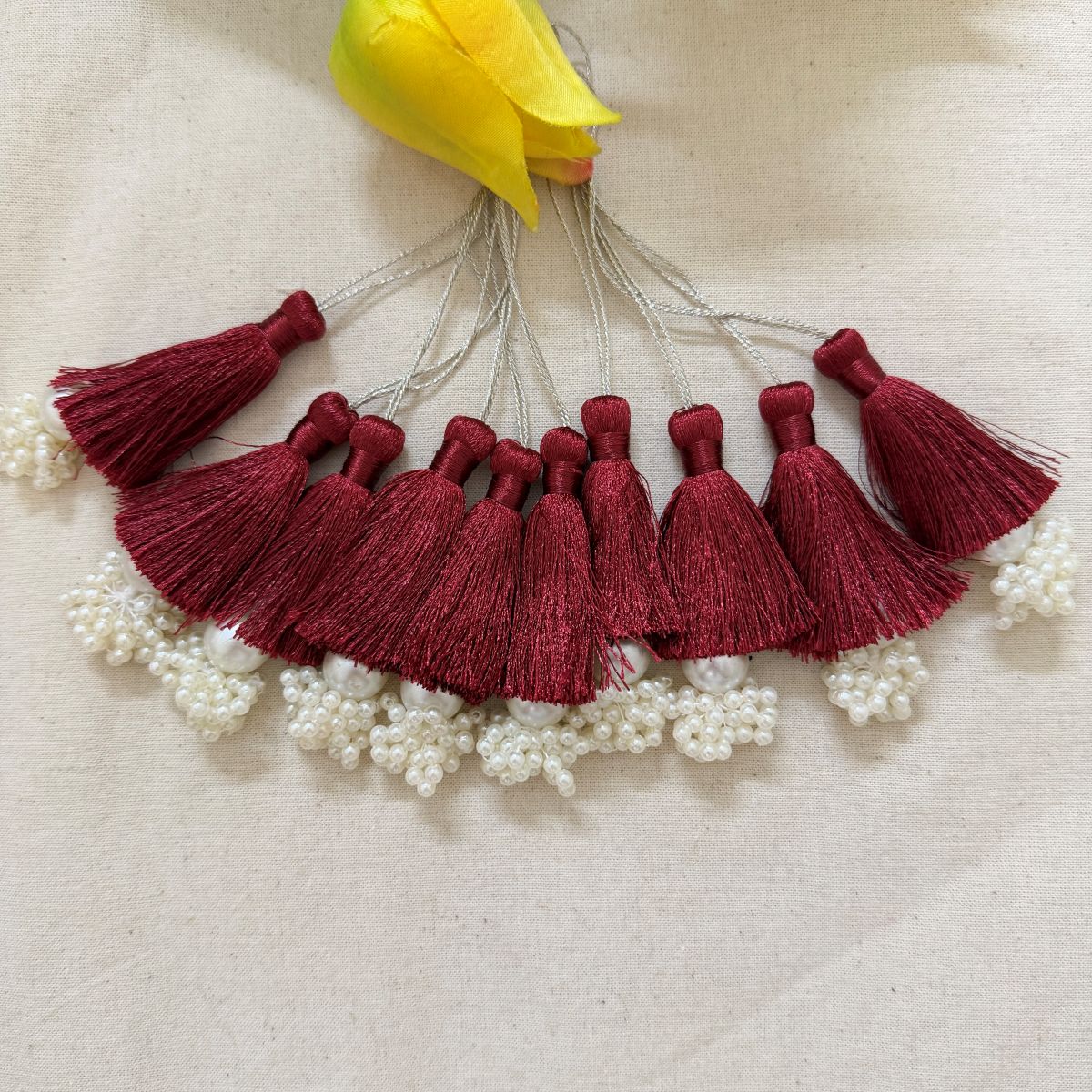 Maroon Pearl Tassel Latkan