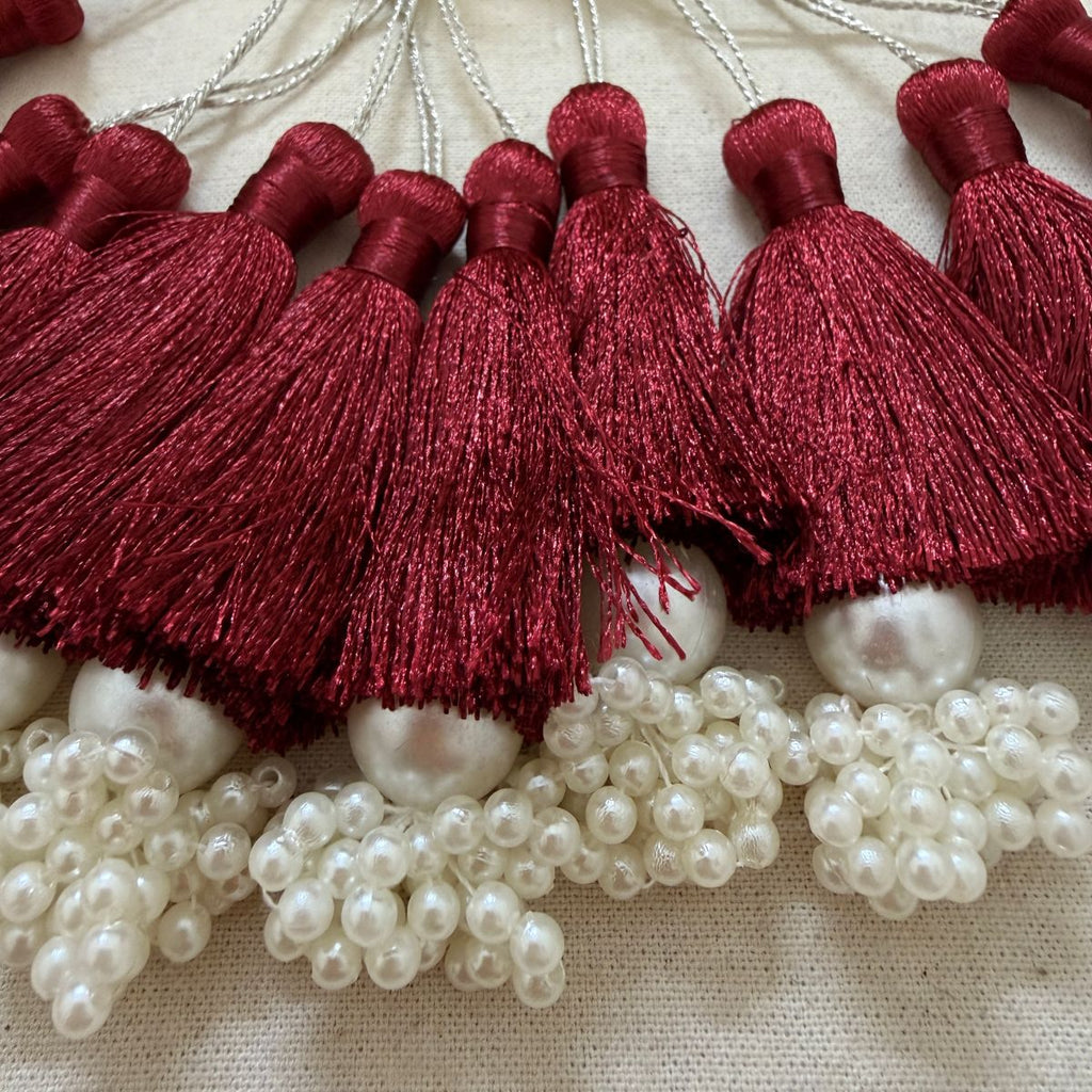 Maroon Pearl Tassel Latkan