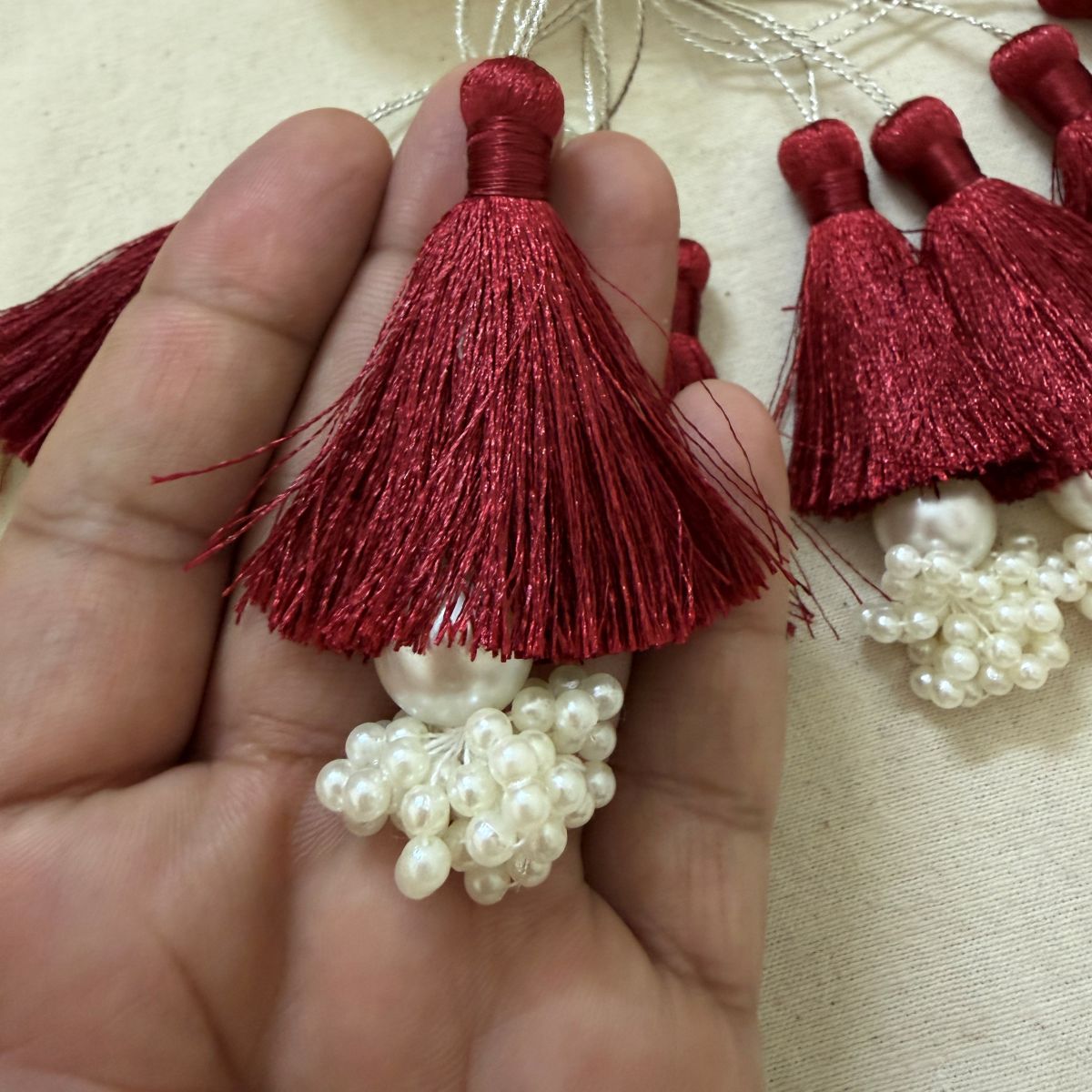 Maroon Pearl Tassel Latkan