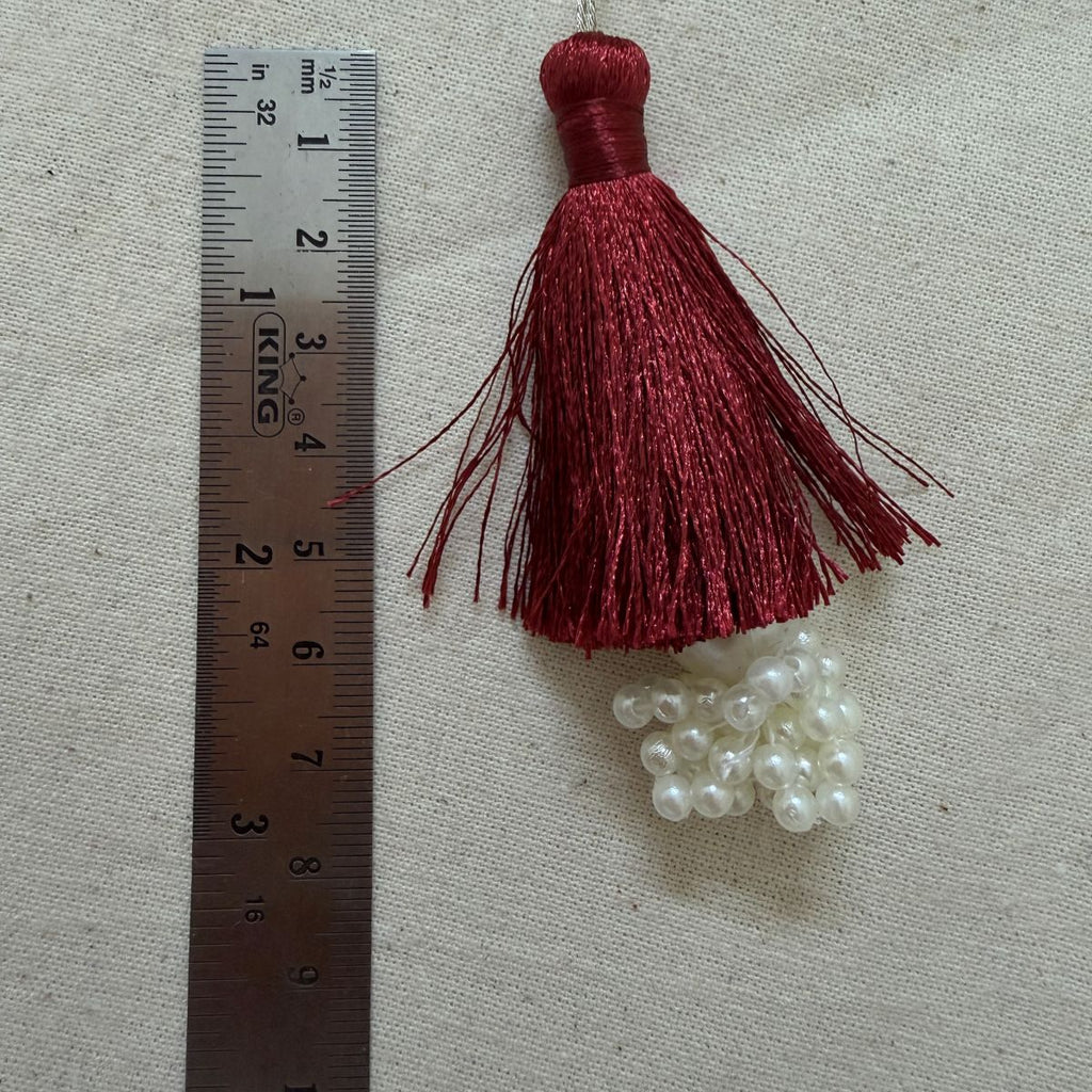Maroon Pearl Tassel Latkan