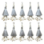 Silver Pearl Cowrie Shell Tassel Latkan – 10 Pcs